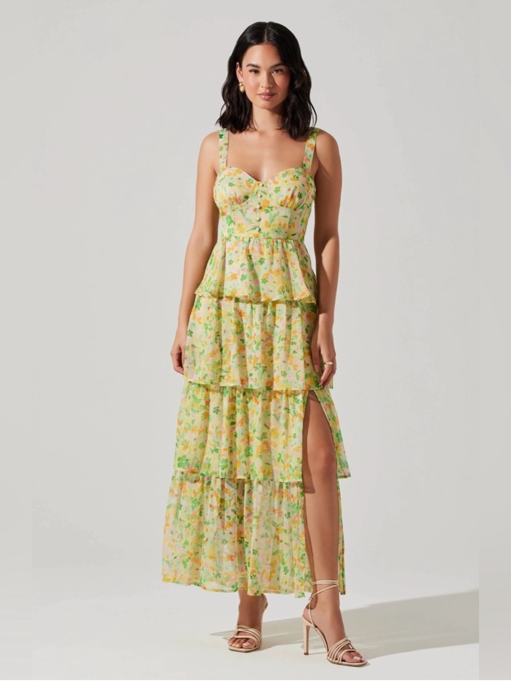 NWT Anthropologie ASTR The Label Midsummer Sweetheart Tiered Midi Dress Sz M